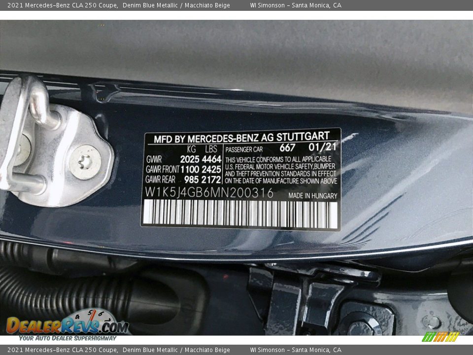 2021 Mercedes-Benz CLA 250 Coupe Denim Blue Metallic / Macchiato Beige Photo #11