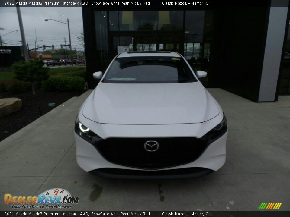 2021 Mazda Mazda3 Premium Hatchback AWD Snowflake White Pearl Mica / Red Photo #2