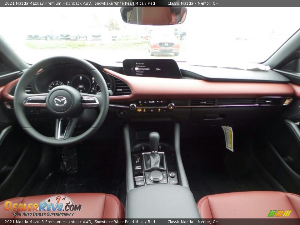 2021 Mazda Mazda3 Premium Hatchback AWD Snowflake White Pearl Mica / Red Photo #3