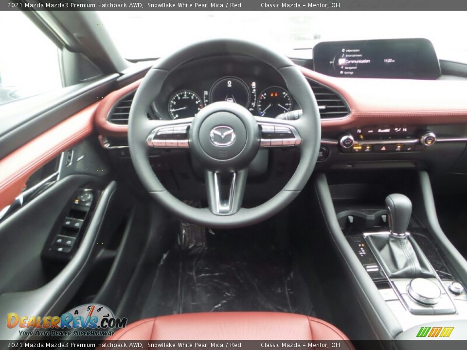 2021 Mazda Mazda3 Premium Hatchback AWD Snowflake White Pearl Mica / Red Photo #4