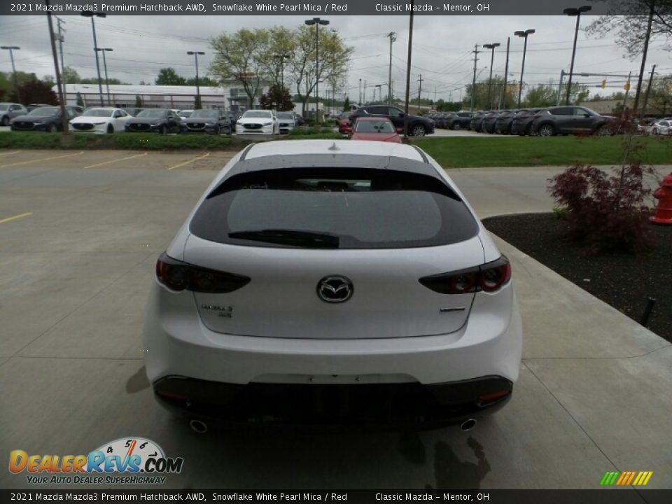 2021 Mazda Mazda3 Premium Hatchback AWD Snowflake White Pearl Mica / Red Photo #5