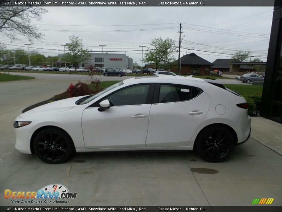 2021 Mazda Mazda3 Premium Hatchback AWD Snowflake White Pearl Mica / Red Photo #6
