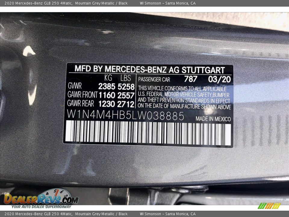 2020 Mercedes-Benz GLB 250 4Matic Mountain Grey Metallic / Black Photo #12