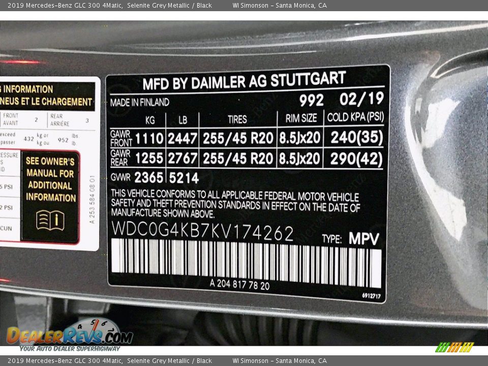 2019 Mercedes-Benz GLC 300 4Matic Selenite Grey Metallic / Black Photo #33