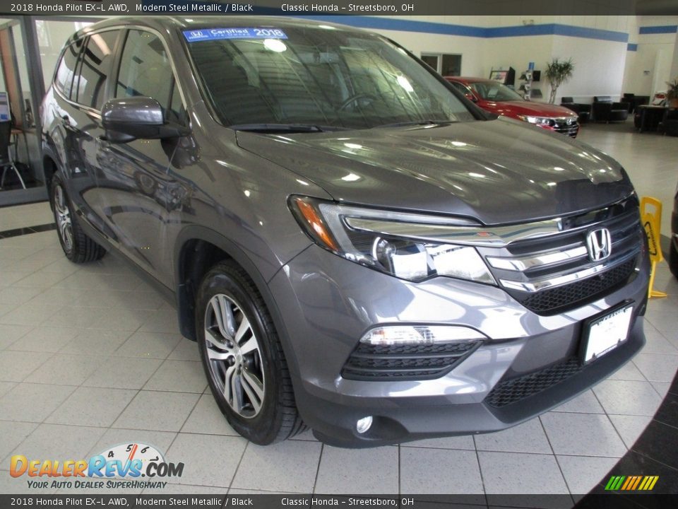 2018 Honda Pilot EX-L AWD Modern Steel Metallic / Black Photo #3