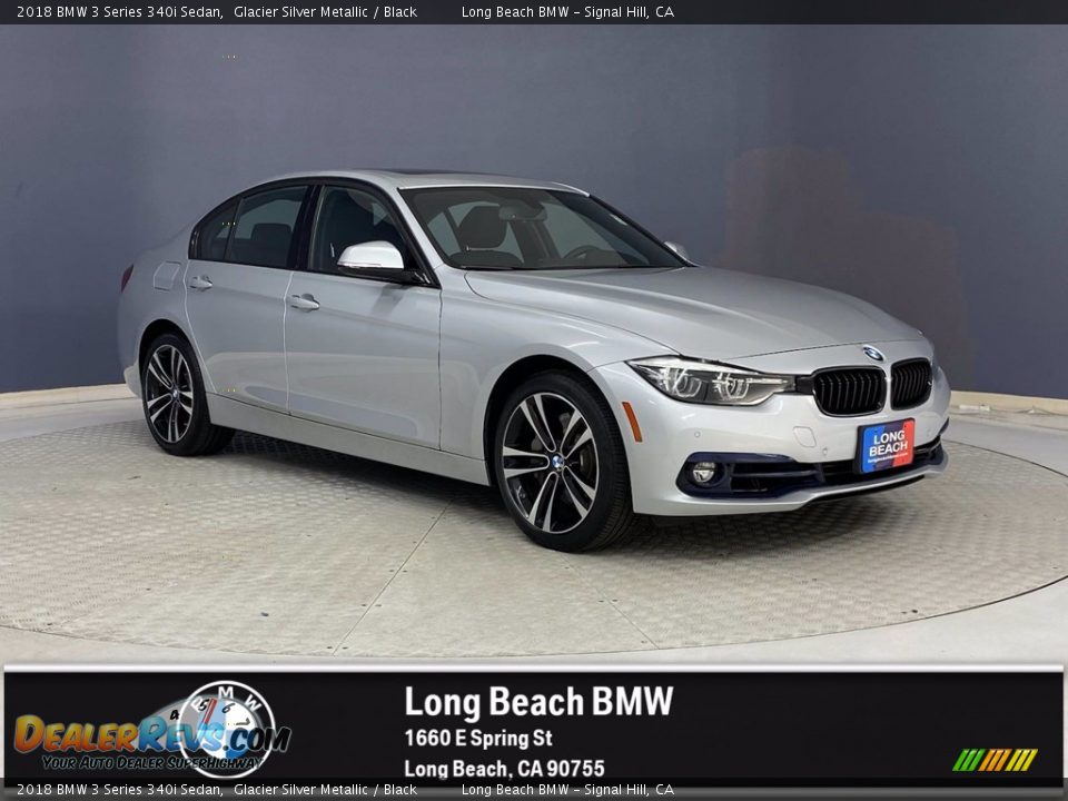 2018 BMW 3 Series 340i Sedan Glacier Silver Metallic / Black Photo #1