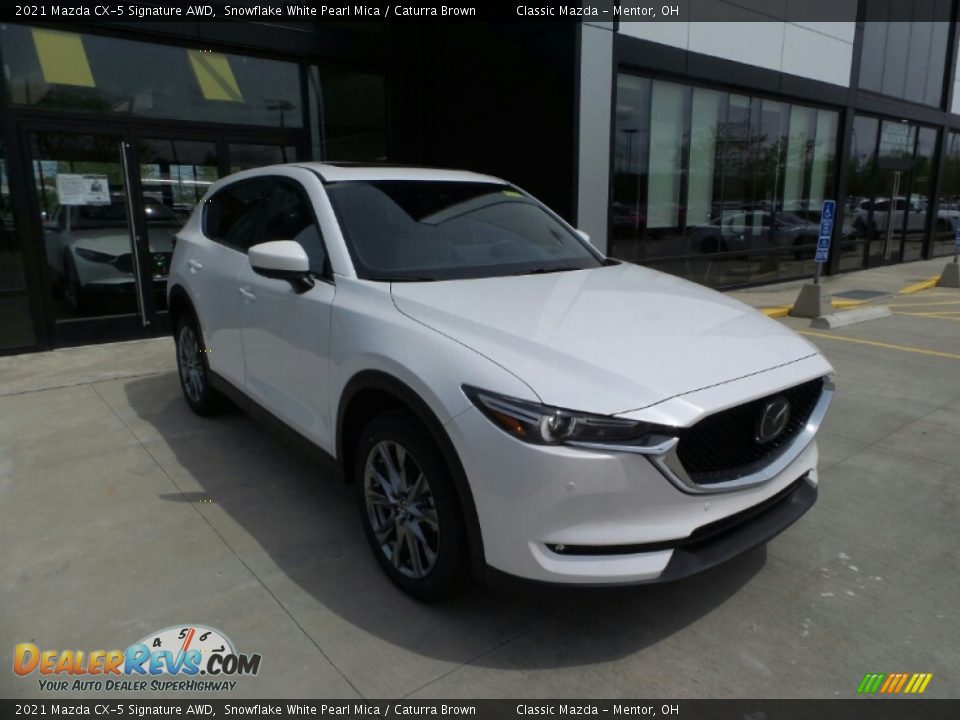 2021 Mazda CX-5 Signature AWD Snowflake White Pearl Mica / Caturra Brown Photo #1