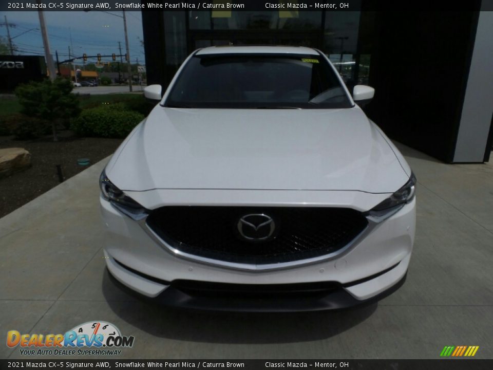 2021 Mazda CX-5 Signature AWD Snowflake White Pearl Mica / Caturra Brown Photo #2