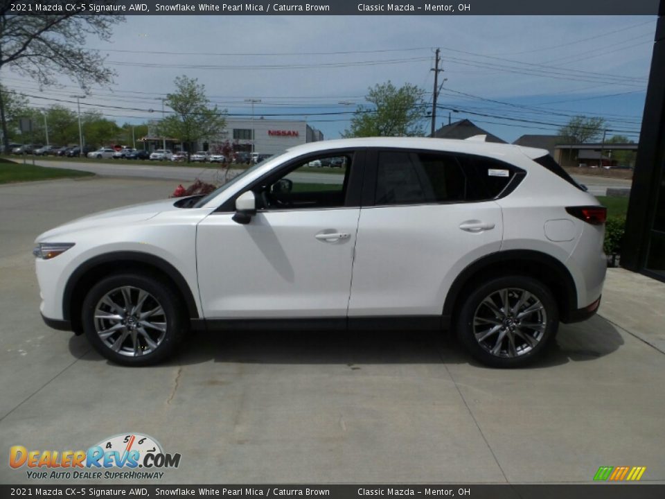 2021 Mazda CX-5 Signature AWD Snowflake White Pearl Mica / Caturra Brown Photo #6