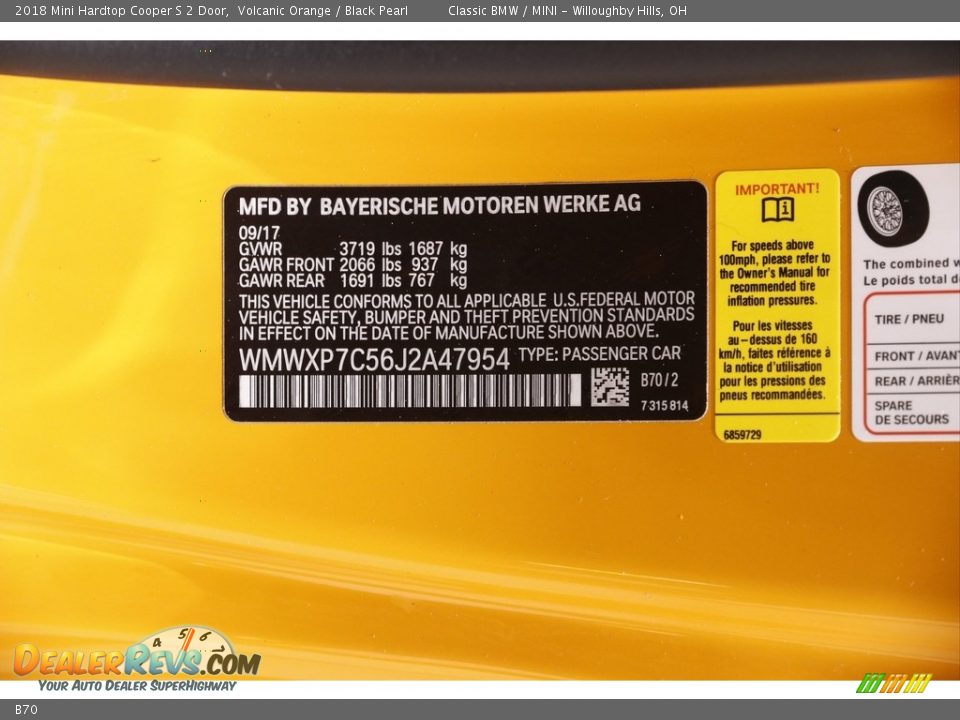 Mini Color Code B70 Volcanic Orange