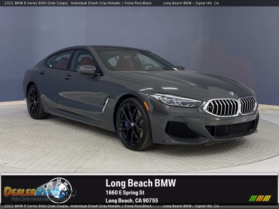 2022 BMW 8 Series 840i Gran Coupe Individual Dravit Gray Metallic / Fiona Red/Black Photo #1