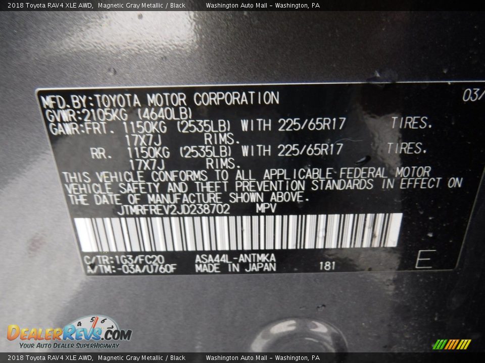 2018 Toyota RAV4 XLE AWD Magnetic Gray Metallic / Black Photo #27
