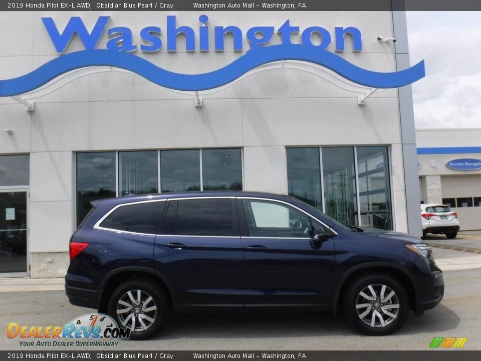 2019 Honda Pilot EX-L AWD Obsidian Blue Pearl / Gray Photo #2