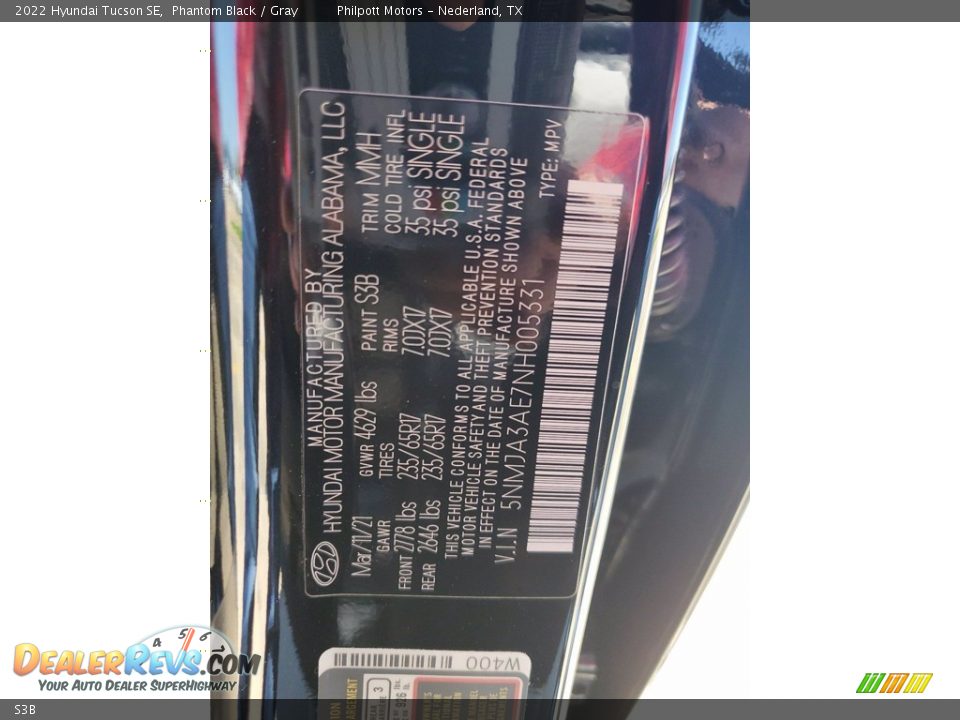 Hyundai Color Code S3B Phantom Black