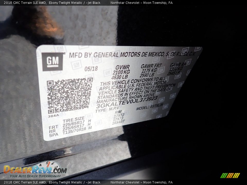 2018 GMC Terrain SLE AWD Ebony Twilight Metallic / ­Jet Black Photo #28
