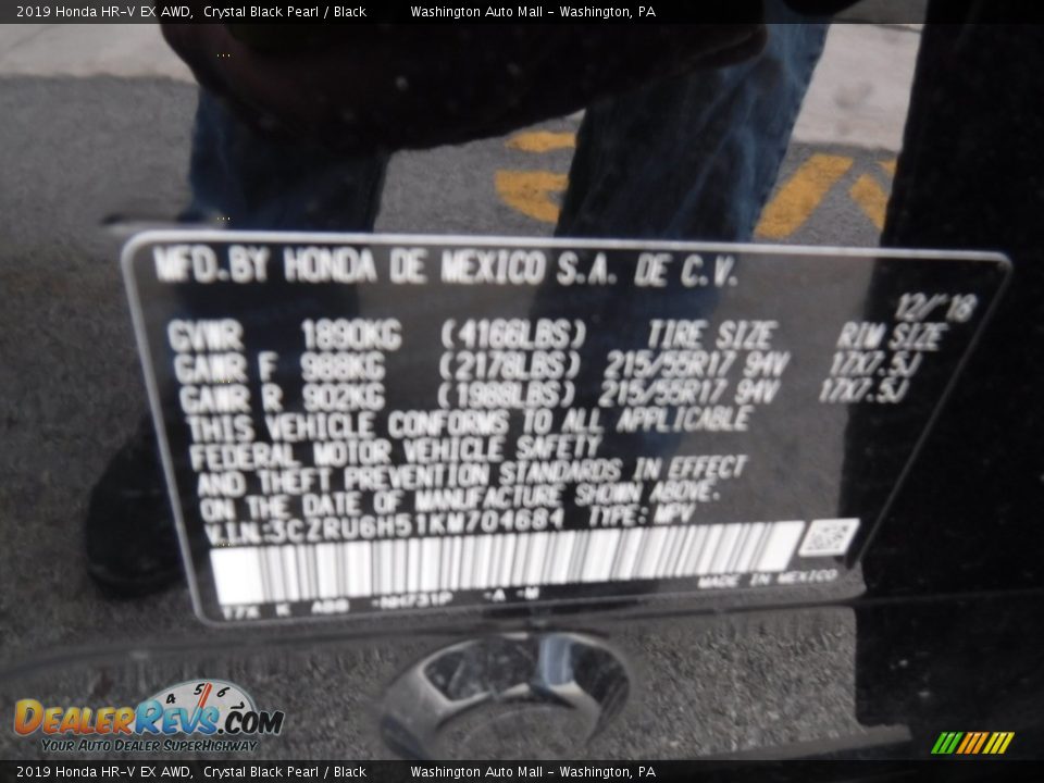 2019 Honda HR-V EX AWD Crystal Black Pearl / Black Photo #26