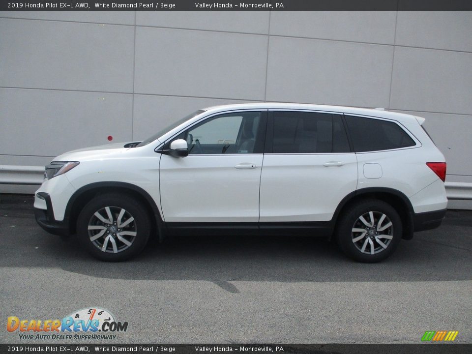 2019 Honda Pilot EX-L AWD White Diamond Pearl / Beige Photo #2