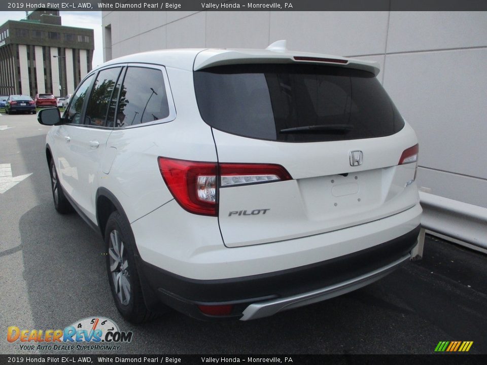 2019 Honda Pilot EX-L AWD White Diamond Pearl / Beige Photo #3