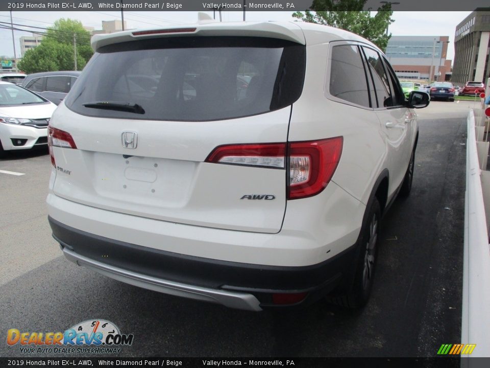 2019 Honda Pilot EX-L AWD White Diamond Pearl / Beige Photo #5