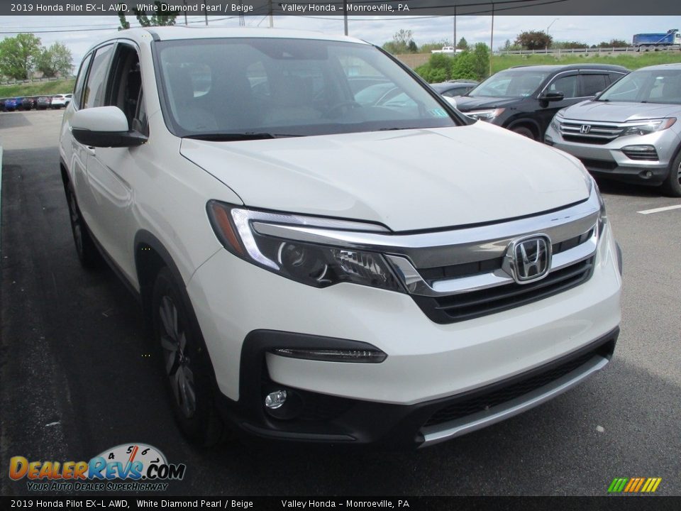 2019 Honda Pilot EX-L AWD White Diamond Pearl / Beige Photo #7