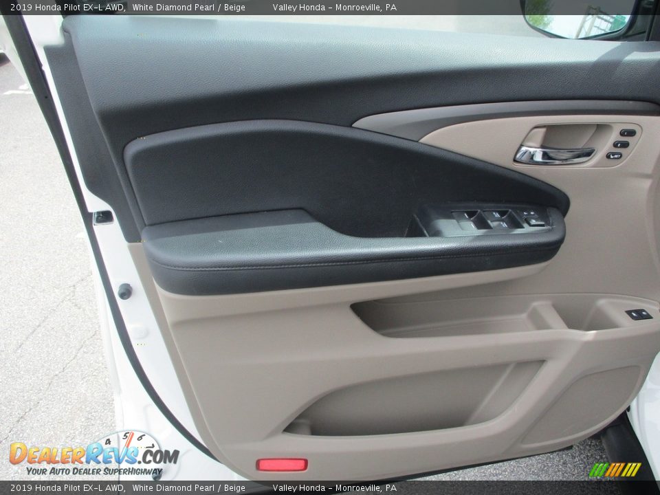 2019 Honda Pilot EX-L AWD White Diamond Pearl / Beige Photo #9