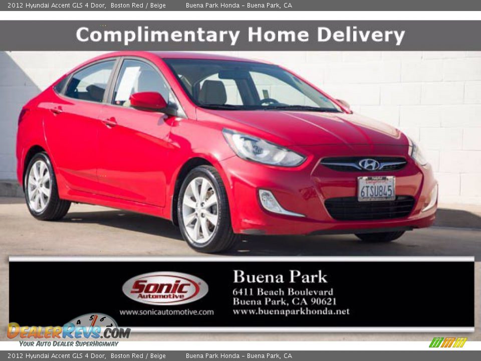 2012 Hyundai Accent GLS 4 Door Boston Red / Beige Photo #1