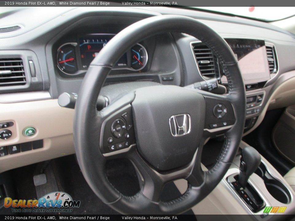 2019 Honda Pilot EX-L AWD White Diamond Pearl / Beige Photo #13