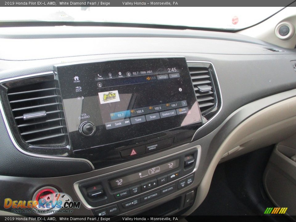 2019 Honda Pilot EX-L AWD White Diamond Pearl / Beige Photo #14