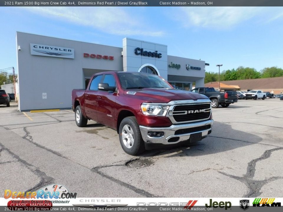 2021 Ram 1500 Big Horn Crew Cab 4x4 Delmonico Red Pearl / Diesel Gray/Black Photo #1