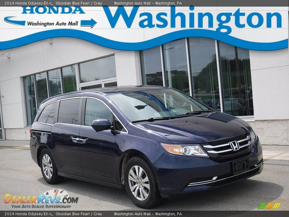 2014 Honda Odyssey EX-L Obsidian Blue Pearl / Gray Photo #1