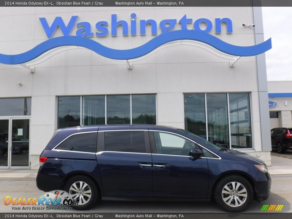 2014 Honda Odyssey EX-L Obsidian Blue Pearl / Gray Photo #2