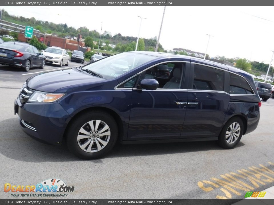 2014 Honda Odyssey EX-L Obsidian Blue Pearl / Gray Photo #7