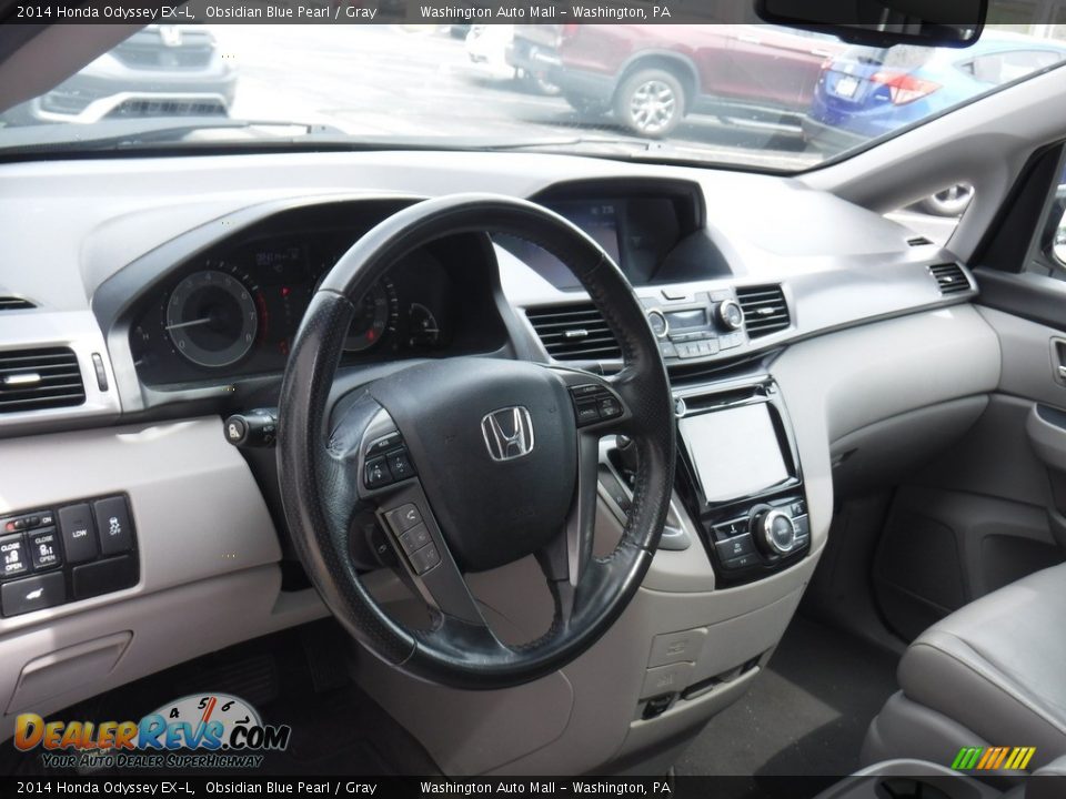 2014 Honda Odyssey EX-L Obsidian Blue Pearl / Gray Photo #13