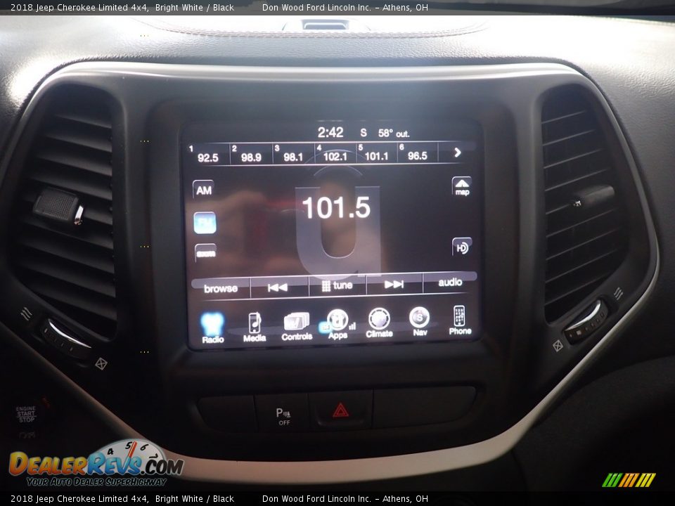 2018 Jeep Cherokee Limited 4x4 Bright White / Black Photo #25