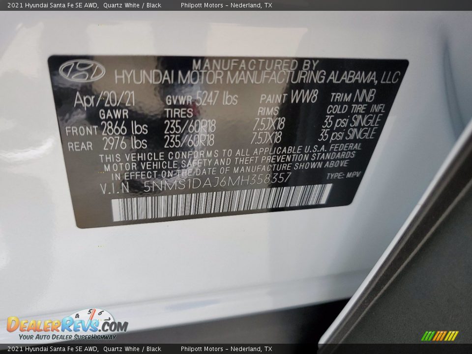 2021 Hyundai Santa Fe SE AWD Quartz White / Black Photo #25
