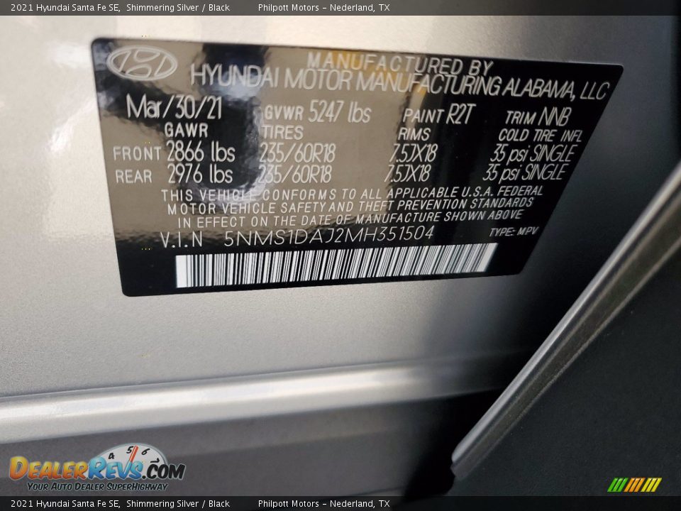 2021 Hyundai Santa Fe SE Shimmering Silver / Black Photo #25