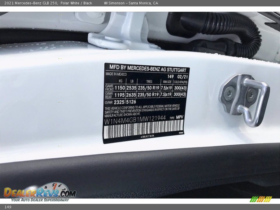 Mercedes-Benz Color Code 149 Polar White