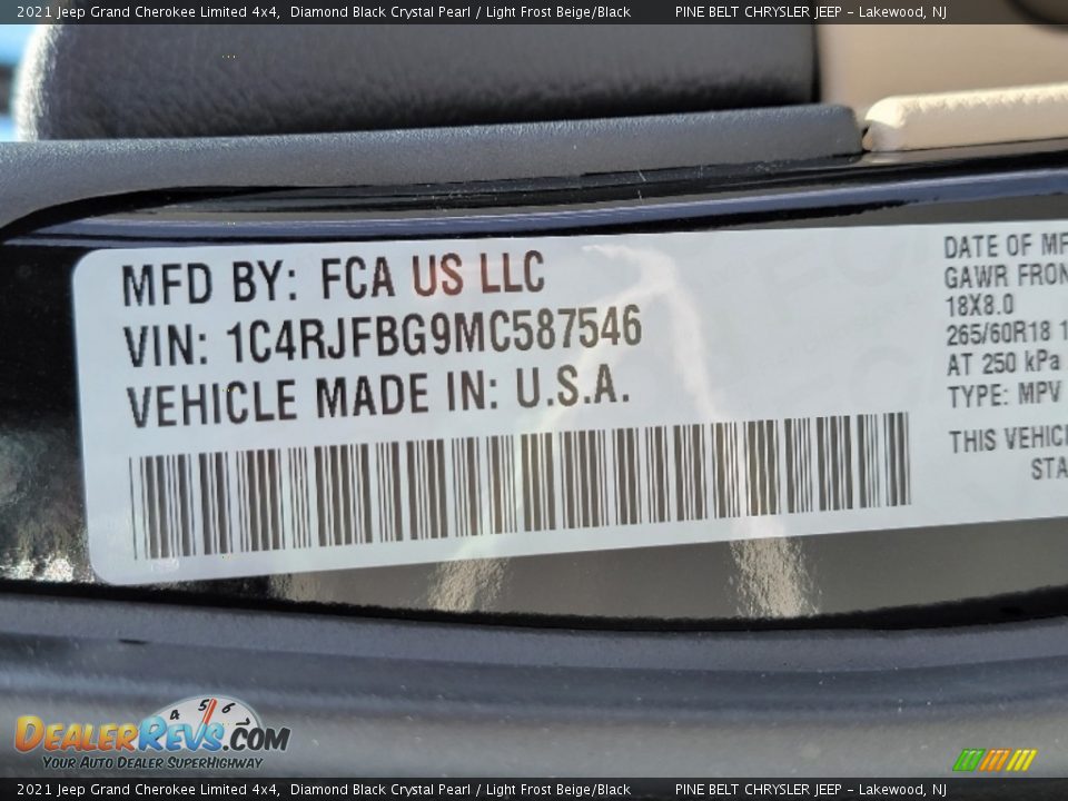2021 Jeep Grand Cherokee Limited 4x4 Diamond Black Crystal Pearl / Light Frost Beige/Black Photo #14