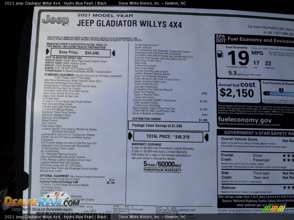 2021 Jeep Gladiator Willys 4x4 Hydro Blue Pearl / Black Photo #27