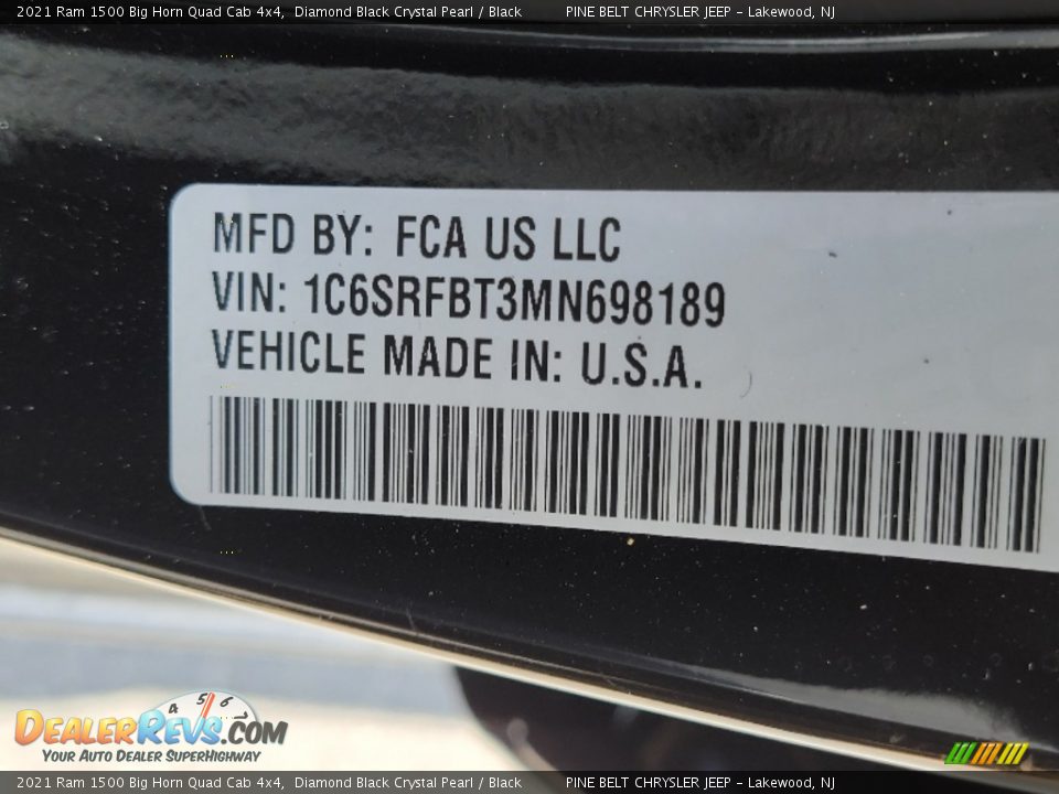 2021 Ram 1500 Big Horn Quad Cab 4x4 Diamond Black Crystal Pearl / Black Photo #14