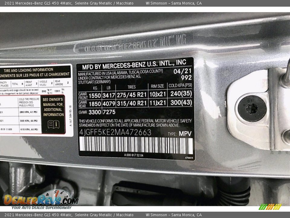 2021 Mercedes-Benz GLS 450 4Matic Selenite Gray Metallic / Macchiato Photo #11
