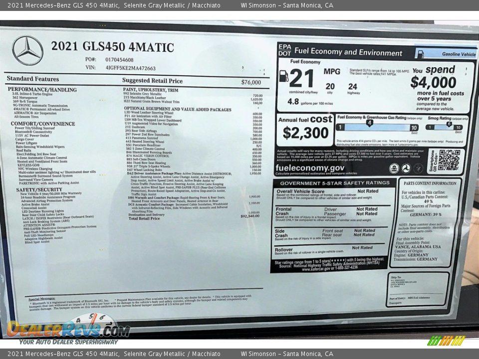 2021 Mercedes-Benz GLS 450 4Matic Selenite Gray Metallic / Macchiato Photo #13