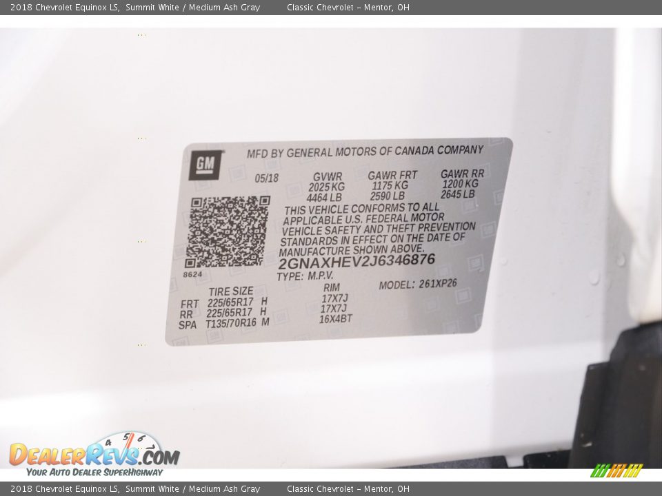 2018 Chevrolet Equinox LS Summit White / Medium Ash Gray Photo #18