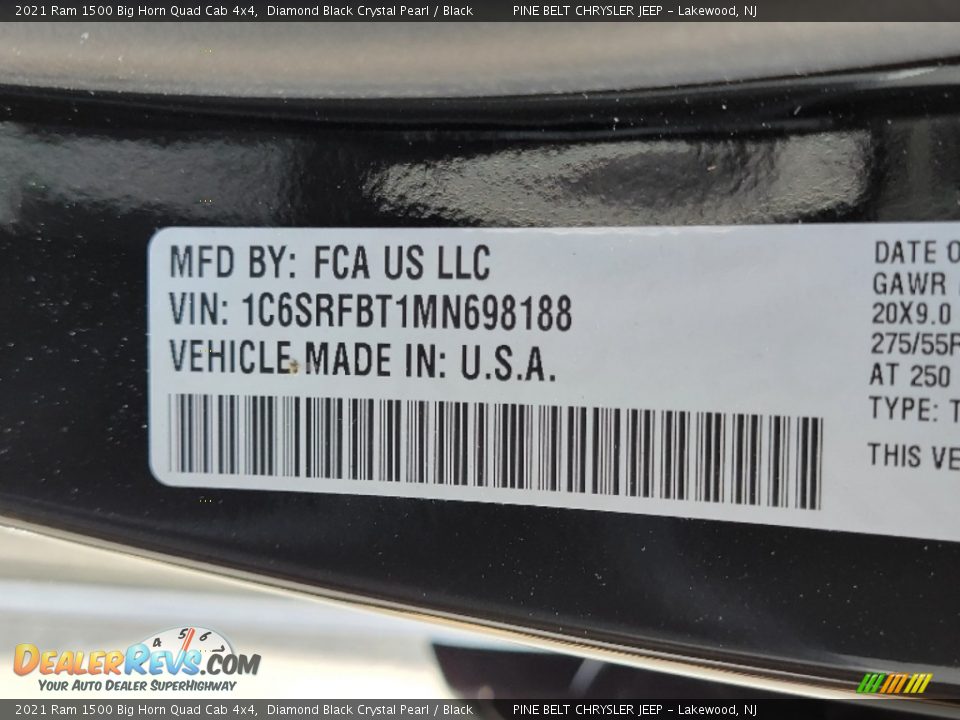 2021 Ram 1500 Big Horn Quad Cab 4x4 Diamond Black Crystal Pearl / Black Photo #14