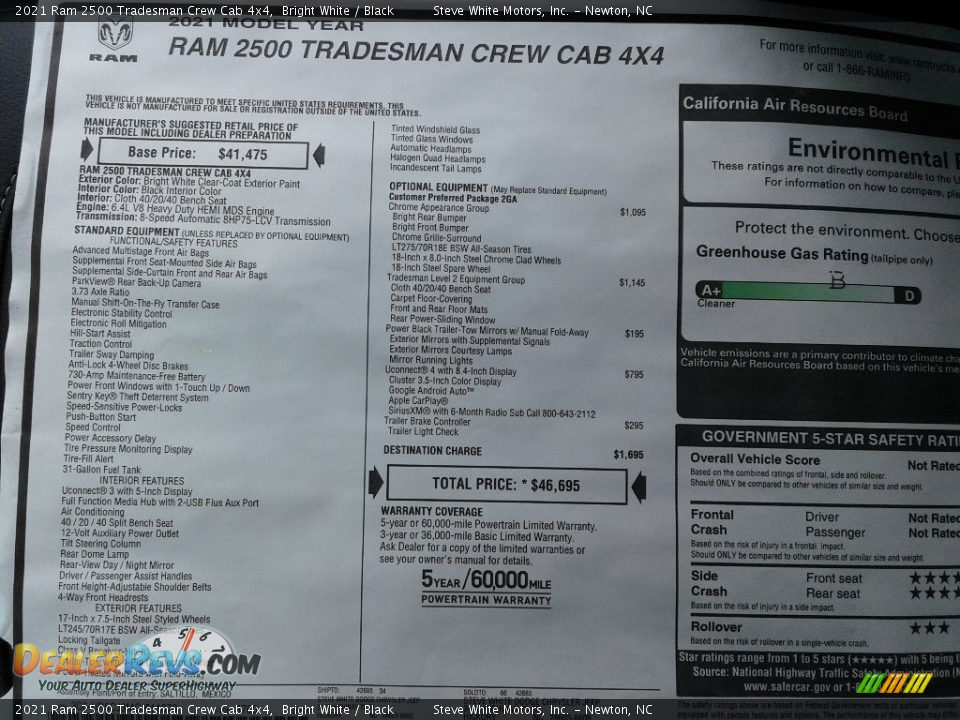 2021 Ram 2500 Tradesman Crew Cab 4x4 Bright White / Black Photo #26