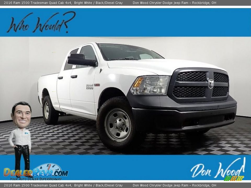 2016 Ram 1500 Tradesman Quad Cab 4x4 Bright White / Black/Diesel Gray Photo #1