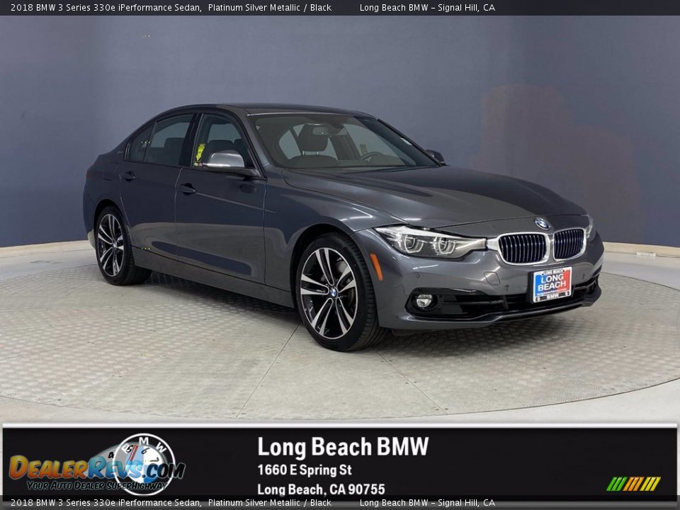 2018 BMW 3 Series 330e iPerformance Sedan Platinum Silver Metallic / Black Photo #1