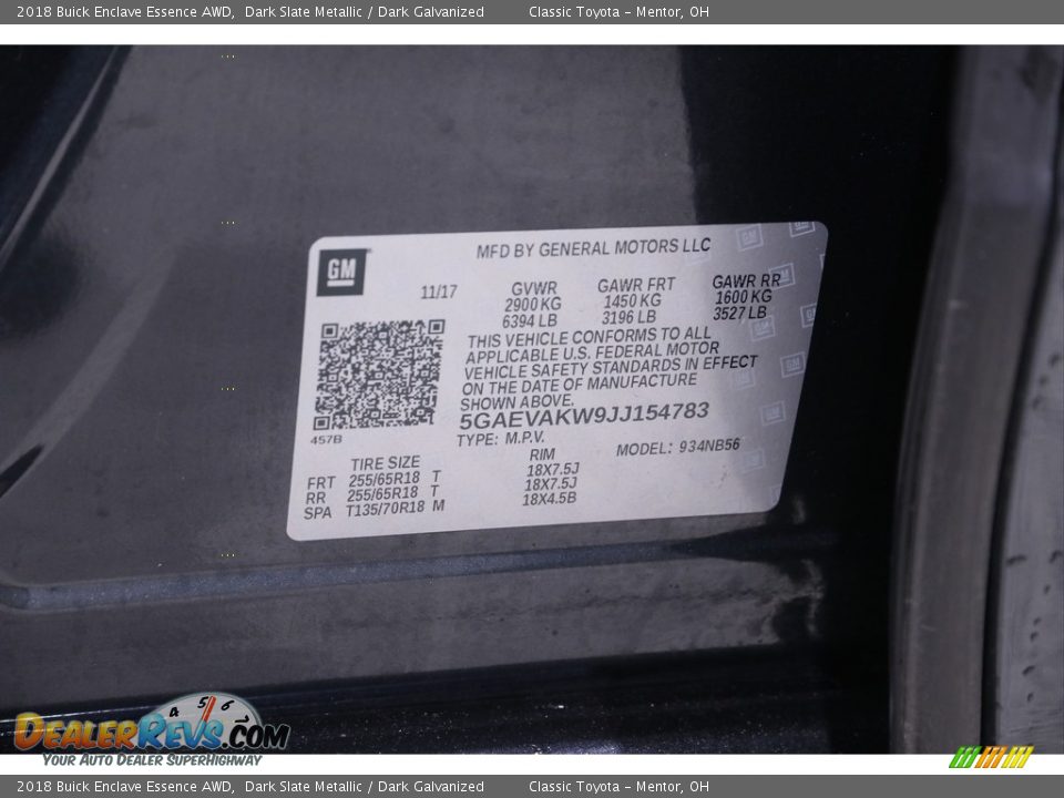 2018 Buick Enclave Essence AWD Dark Slate Metallic / Dark Galvanized Photo #21