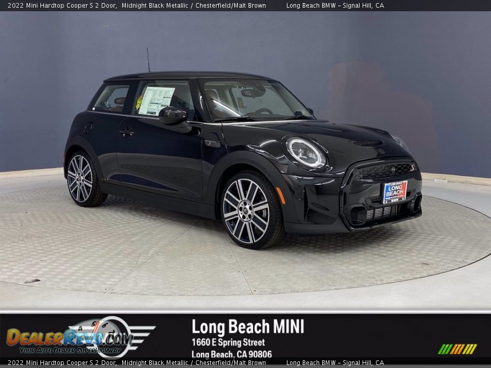 2022 Mini Hardtop Cooper S 2 Door Midnight Black Metallic / Chesterfield/Malt Brown Photo #1