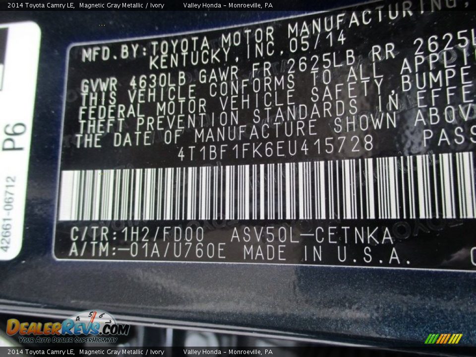 2014 Toyota Camry LE Magnetic Gray Metallic / Ivory Photo #19
